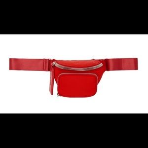 KARA red nylon and leather bum bag in small